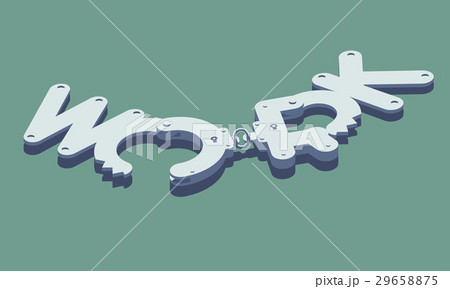 Unlocked handcuffs made of "work" word. 29658875