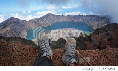 Hiker enjoy scenery of Mount Rinjani Hiker enjoy scenery of Mount Rinjani 29659054