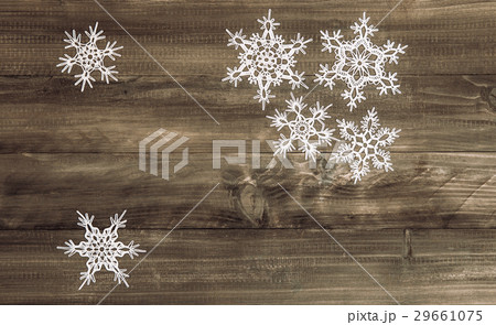 Christmas decoration white snowflakes on wooden ba Christmas decoration white snowflakes on wooden ba 29661075