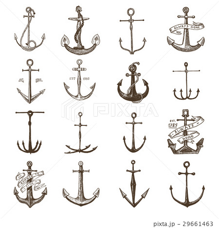 Anchor engraved vintage in old hand drawn or 29661463