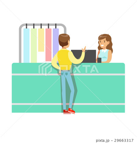 Client And Worker At Dry-Cleaning Counter, Part Of 29663317