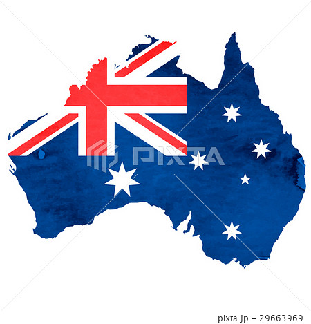 オーストラリア 地図 国旗 アイコンのイラスト素材