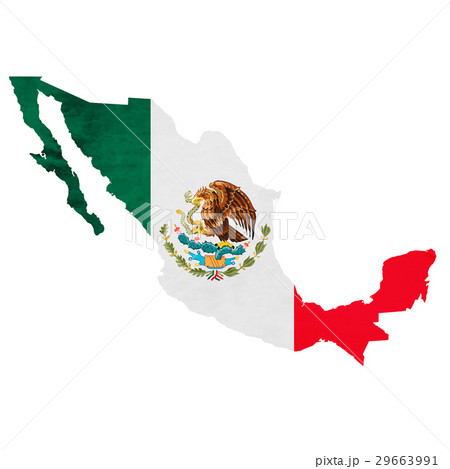 メキシコ 地図 国旗 アイコン のイラスト素材