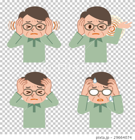 A set of senior men suffering from headaches 29664074