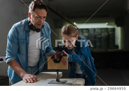 Pleasant caring father spending time with his 29664950