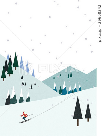 山 スキー ウィンターのイラスト素材