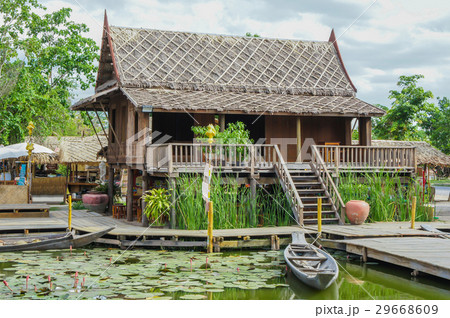 Thai style traditional wooden house Thai style traditional wooden house 29668609