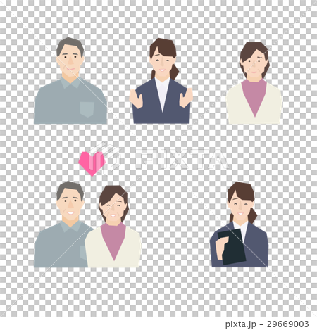 Illustration image material of encounters of seniors in their 50s, 60s, and 70s and marriage / marriage introduction centers and marriage consultation centers 29669003