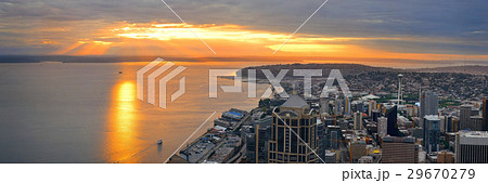 Seattle rooftop sunset 29670279