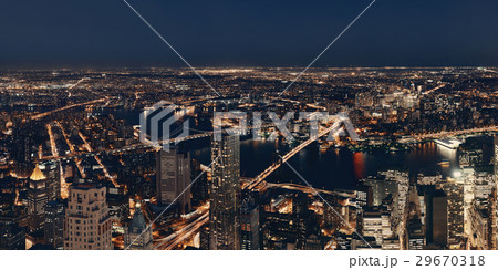 New York City downtown at night 29670318