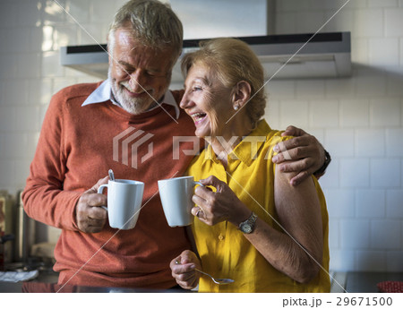 Senior Drink Tea Coffee Kitchen Happiness 29671500
