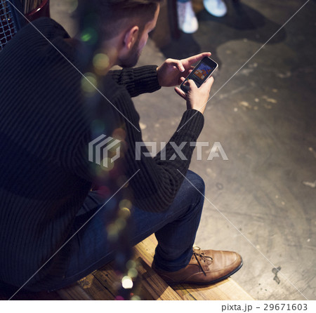 Men Use Mobile Phone Connection Social Network Men Use Mobile Phone Connection Social Network 29671603