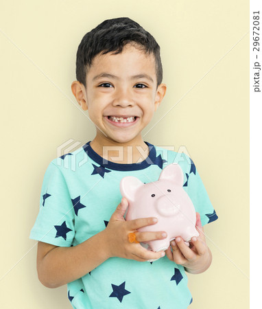 Little Boy Piggy Bank Concept 29672081