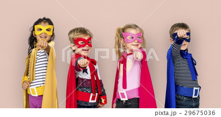 Superhero Kids Friendship Smiling Happiness Playful Togetherness Superhero Kids Friendship Smiling Happiness Playful Togetherness 29675036