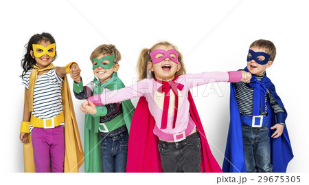 Superhero Kids Friendship Smiling Happiness Playful Togetherness 29675305