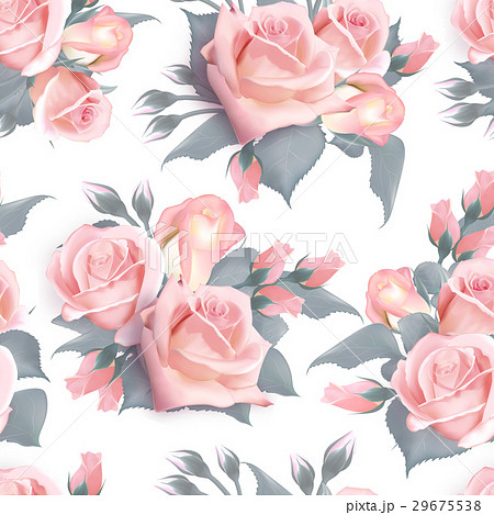 English roses seamless. Pink vintage rose seamlesのイラスト素材 ...