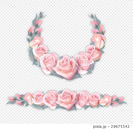 Vector Set Of Wreath And Garland Of Roses Qualityのイラスト素材