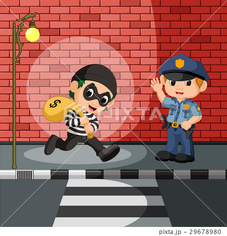 thief and police cartoon 29678980