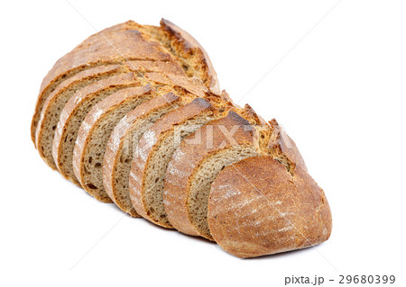 Loaf of sliced bread on white background. Loaf of sliced bread on white background. 29680399