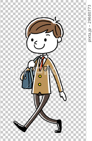 男子学生 歩くのイラスト素材