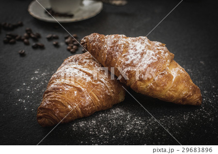 Croissant with sugar and coffee Croissant with sugar and coffee 29683896