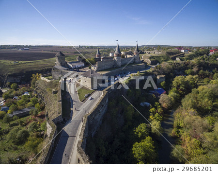 Aerial shot of Kamianets-Podilski castle  29685201