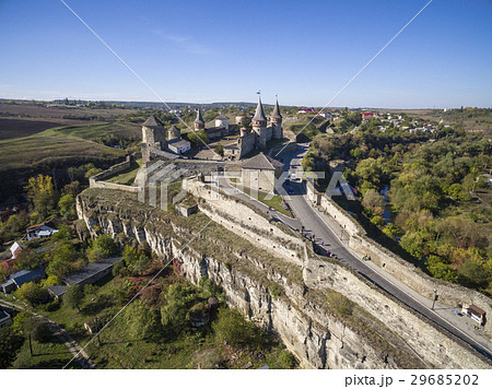 Aerial shot of Kamianets-Podilski castle  29685202