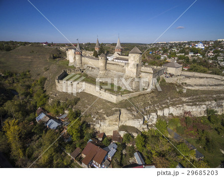 Aerial shot of Kamianets-Podilski castle  29685203