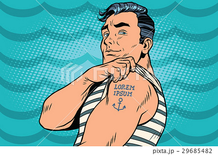 Sailor with Lorem ipsum tattoo on hand 29685482