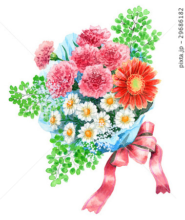 ピンクのカーネーションの花束のイラスト素材 29686182 Pixta