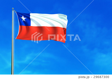 Flag of Chile on the blue sky background. 29687300