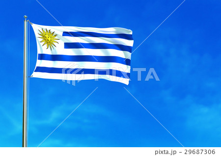 Flag of Uruguay on the blue sky background. Flag of Uruguay on the blue sky background. 29687306