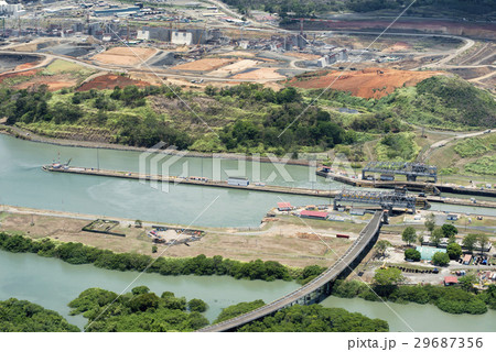 Aerial view of Miraflores locks at Panama Canal Aerial view of Miraflores locks at Panama Canal 29687356