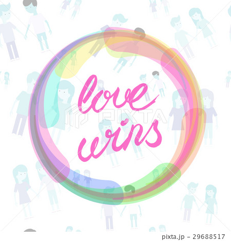 Love wins, lettering text drawn by hand. 29688517