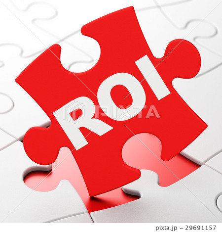 Finance concept: ROI on puzzle background 29691157