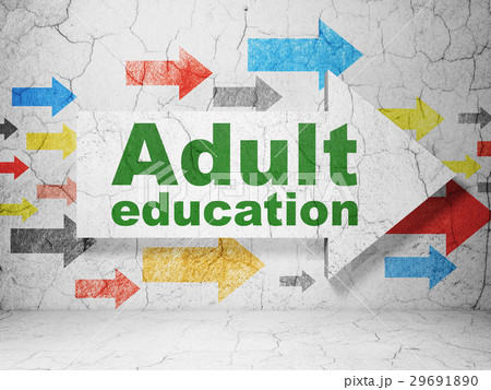 Studying concept: arrow with Adult Education on Studying concept: arrow with Adult Education on 29691890