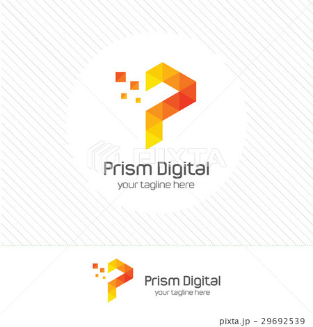 Digital colorful letter P logo design vector.   29692539