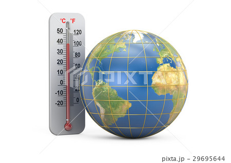 Thermometer with Earth globe,  global warming 29695644