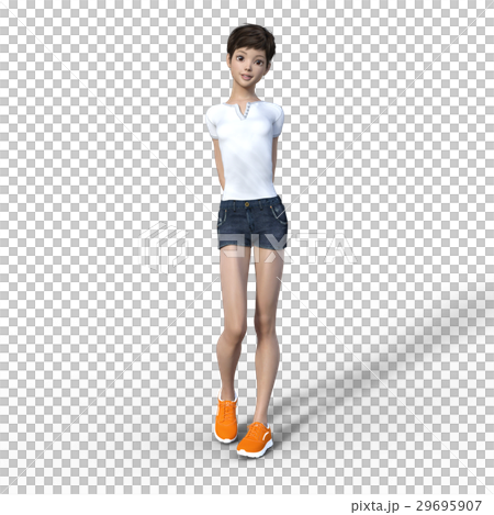 ポーズする若い女性　perming3DCG イラスト素材 29695907