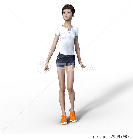 ポーズする若い女性 perming3DCG イラスト素材 ポーズする若い女性 perming3DCG イラスト素材 29695908