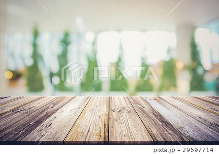 Empty wood table top with of modern shopping 29697714