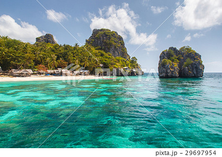 Tropical beach beautiful sea and blue sky 29697954