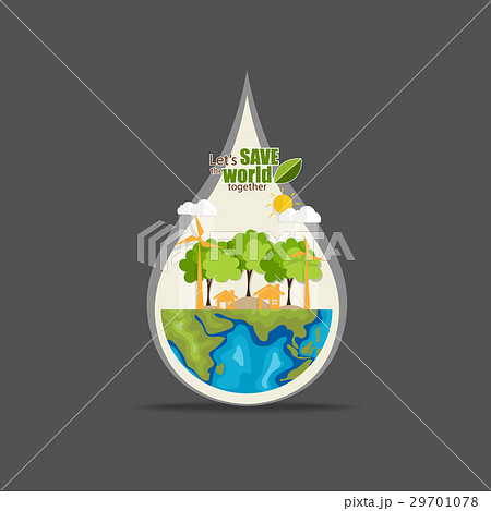 ECO FRIENDLY. Ecology concept with Green Eco Earth and Trees. Vector illustration 29701078