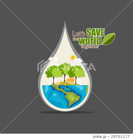 ECO FRIENDLY. Ecology concept with Green Eco Earth and Trees. Vector illustration ECO FRIENDLY. Ecology concept with Green Eco Earth and Trees. Vector illustration 29701177
