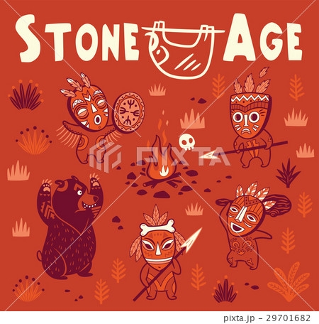 Scene of a primitive tribe s hunting for a bear 29701682