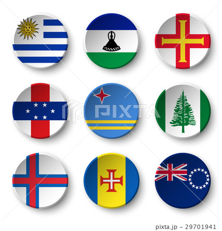 Set of world flags round badges  29701941