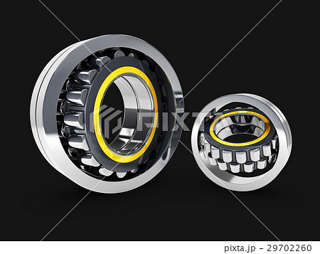 Two metallic bearings with Golden rim. 3d Two metallic bearings with Golden rim. 3d 29702260