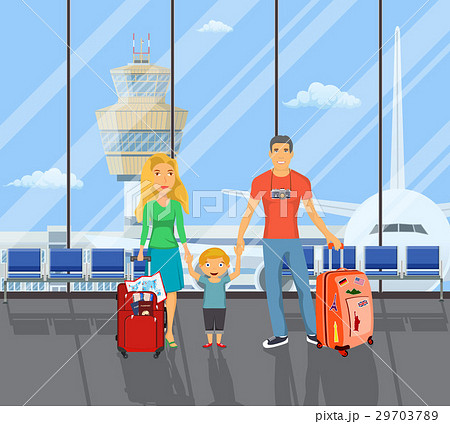 family on the airport. family on the airport. 29703789