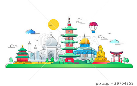 Asian Countries - vector line travel illustration 29704255