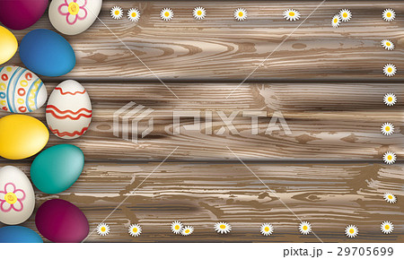 Easter Eggs Worn Wood Daisy Flowers Easter Eggs Worn Wood Daisy Flowers 29705699